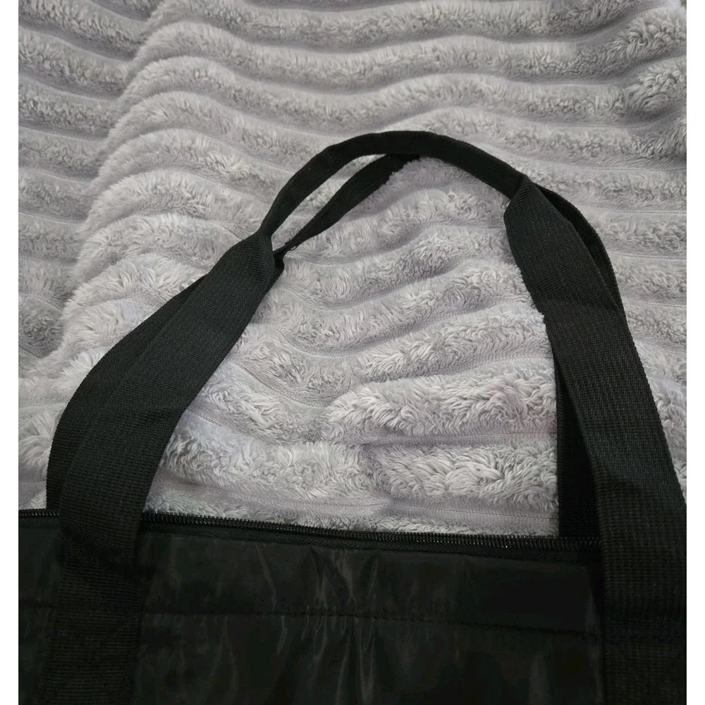 Black Nylon Diaper Tote Bag Large Multi Pocket Travel Shoulder Bag Carryall